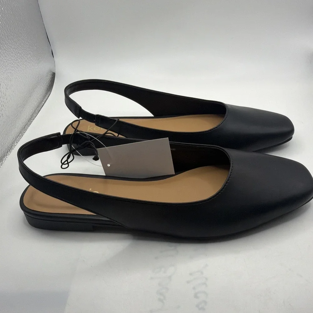 Kensie Women's Felice Dress Shoes Slingback Flats Easy On, Black. New Size 6 New
